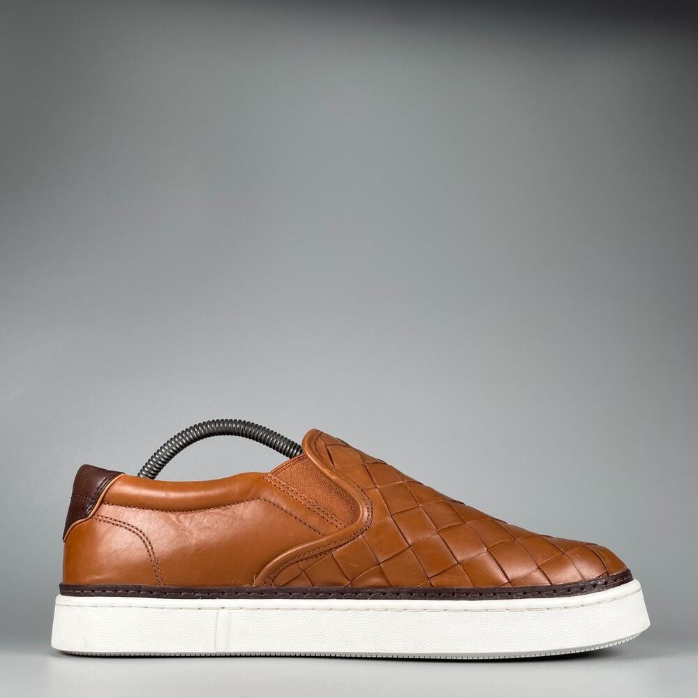 Allen Edmonds Alpha Men's 9 3E Brown Woven Leather Slip On Sneakers Casual GUC - Picture 5 of 11